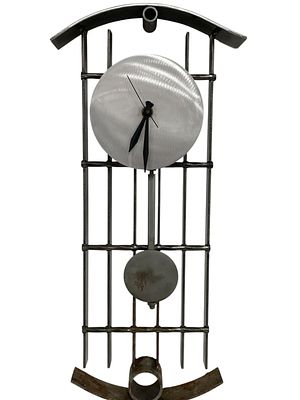 ART DECO STYLE INDUSTRIAL STEEL WALL CLOCK 19". *for alternative shipping options please go to 