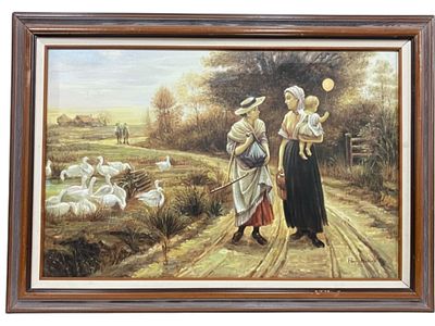 ROY ALLISON PASTORAL COUNTRYSIDE OIL PAINTING 51". *for alternative shipping options please go 