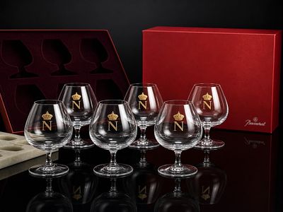 6 SET BACCARAT NAPOLEON "N" CROWN BRANDY SNIFTERS. Set of 6 elegant Baccarat crystal brandy 