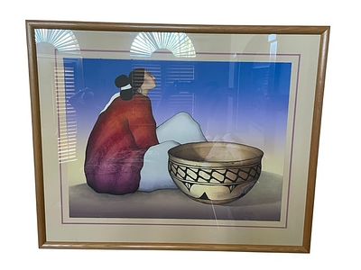 R.C. GORMAN NAVAJO ARTIST PROOF WOMAN W/ POTTERY. *For ALTERNATIVE SHIPPING QUOTES or local 