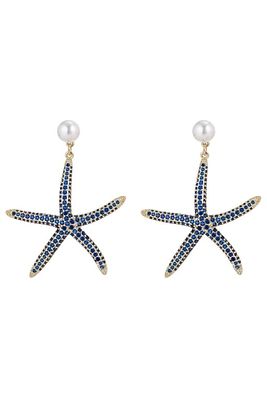 EYE CANDY CZ STARFISH EARRINGS. New Eye Candy CZ starfish earrings- featuring glass pearl studs 