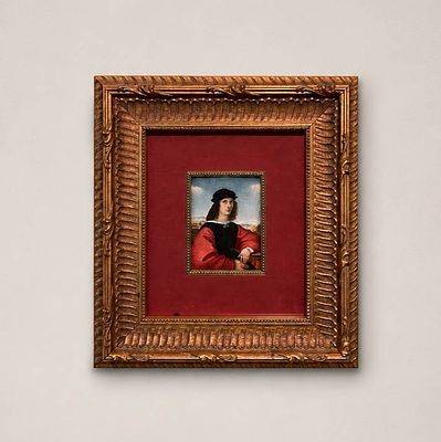 ANGELO DONI PAINTING REPRODUCTION AFTER RAPHAEL. Miniature portrait titled, "Portrait of Agnolo 
