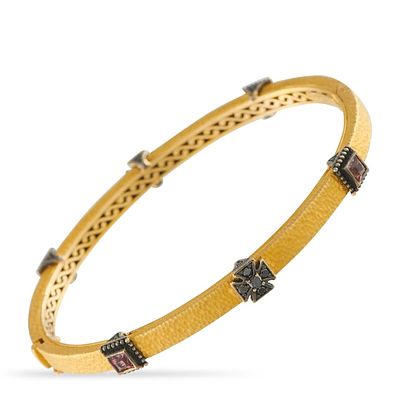 KONSTANTINO 18K YELLOW GOLD BLACK DIAMOND AND TOUR. This Konstantino bangle bracelet is simply 