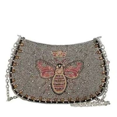 NEW MARY FRANCES CRYSTAL BUZZ BEE BAG. Crystal Buzz Beaded Bee with Crown Crossbody Handbag | - 