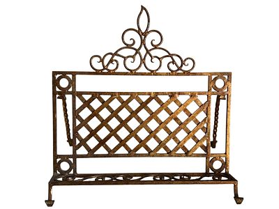 ORNATE METAL FIREPLACE SCREEN WITH SCROLLWORK 21". Decorative metal fireplace screen with ornate 