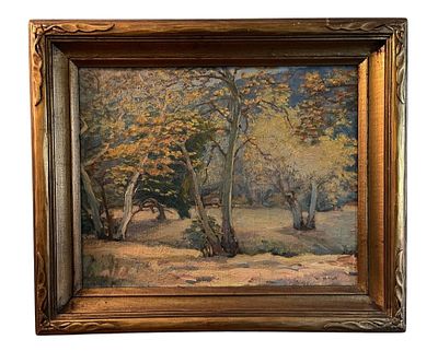 W. HALE OIL LANDSCAPE PAINTING WITH GOLD FRAME 26". Charming oil landscape painting featuring 