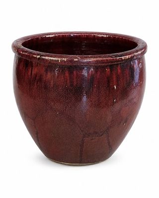 CHINESE OXBLOOD CERAMIC PLANTER 15". This Chinese ceramic planter features a rich oxblood glaze 
