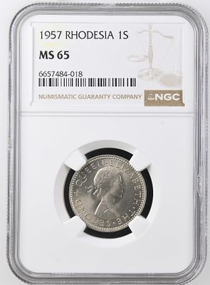 Родезия и Ньясаленд 1 шиллинг 1957 г. NGC MS 65