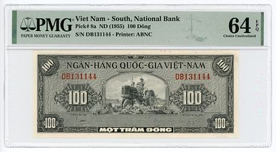 Вьетнам 100 донг 1955 г. P-8a PMG EPQ Choice UNC