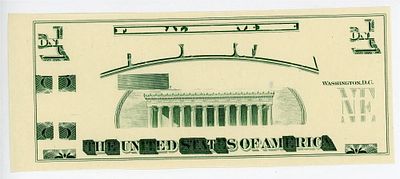 США 1 доллар 1970-е гг. GIORI Тестовая банкнота Реверс UNC