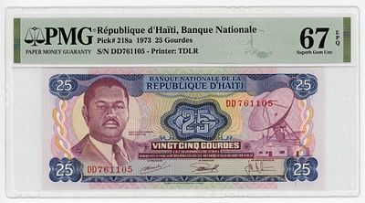 Гаити 25 гурдов 1973 г. P-218a PMG 67 EPQ UNC