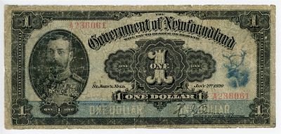Ньюфаундленд Канада 1 доллар 1920 г. P-A14 VG-F