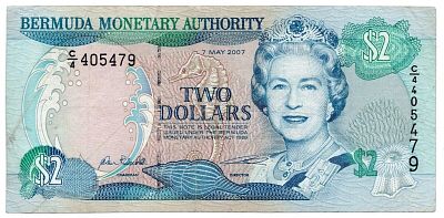 Бермуды Бермудские острова 2 доллара 2007 г. РЕДКИЙ ГОД P-50b VF