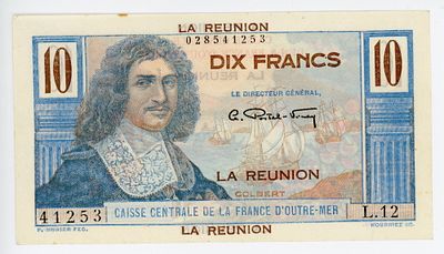 Реюньон 10 франков 1947 г. P-42 UNC-