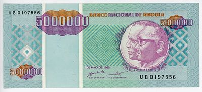 Ангола 5000000 кванза 1995 г. P-142 AUNC