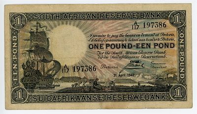Южная Африка ЮАР 1 фунт 1942 г. P-84e VF