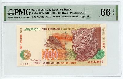 Южная Африка ЮАР 200 рандов 1999 г. P-127b PMG 66 EPQ Gem UNC