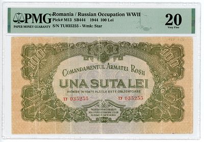 Румыния 100 лей 1944 г. P-M13 PMG 20 VF