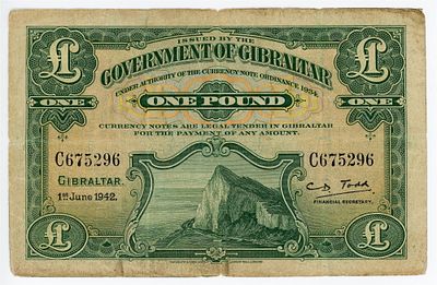 Гибралтар 1 фунт 1942 г. P-15 VF