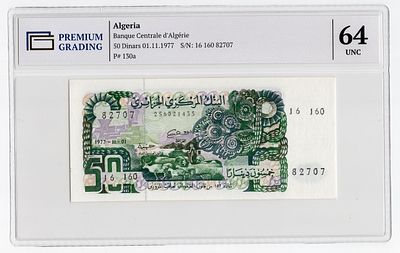 Алжир 50 динаров 1977г в слабе PG UNC64