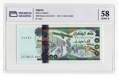 Алжир 2000 динаров 2011г в слабе PG AUNC58*
