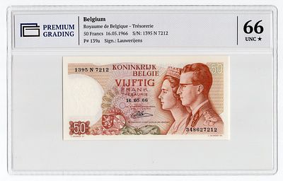 Бельгия казначейство 50 франков 1966г в слабе PG UNC66*. Pick № 139a.