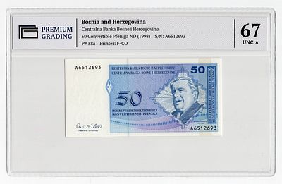 Босния и Герцеговина 50 пфеннигов 1998г Бранко Чопич в слабе PG UNC67*. Pick № 58a.