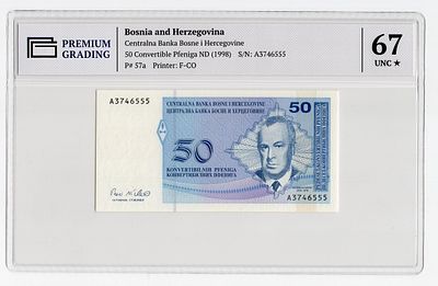 Босния и Герцеговина 50 пфеннигов 1998г Скендер Куленович в слабе PG UNC67*. Pick № 57a.