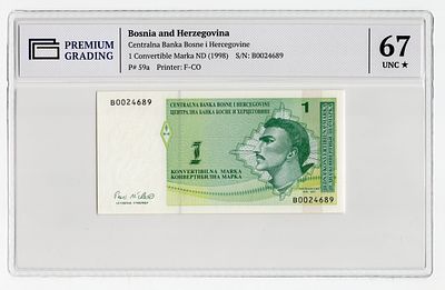 Босния и Герцеговина 1 марка 1998г Йован Юкич в слабе PG UNC67*. Pick № 59a.