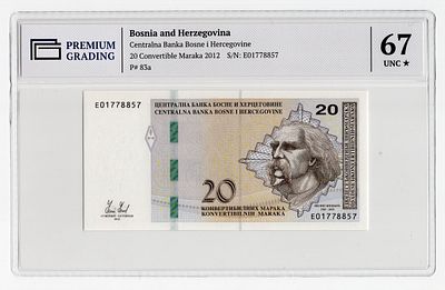 Босния и Герцеговина 20 марок 2012г Филипп Вишнич в слабе PG UNC67*. Pick № 83a.