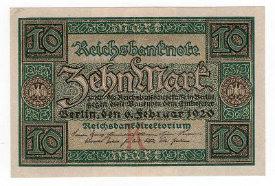Германия 10 марок 1920г. Pick № 67a. Рейхсбанк