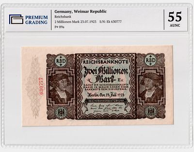 Германия 2000000 марок 1923г Третий выпуск в слабе PG AUNC55. Pick № 89a. Рейхсбанк
