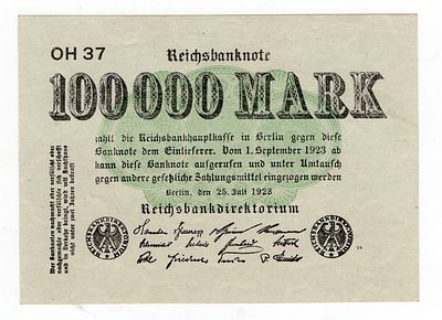 Германия 100000 марок 1923г Четвертый выпуск. Pick № 91a. Рейхсбанк