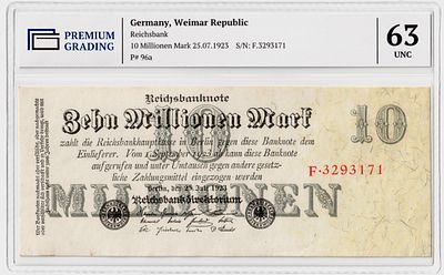 Германия 10000000 марок 1923г Четвертый выпуск в слабе PG UNC63. Pick № 96a. Рейхсбанк