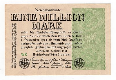 Германия 1000000 марок 1923г Пятый выпуск. Pick № 102. Рейхсбанк