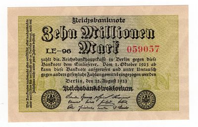 Германия 10000000 марок 1923г Пятый выпуск. Pick № 106. Рейхсбанк