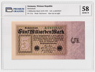 Германия 50000000000 марок 1923г Седьмой выпуск в слабе PG AUNC58*. Pick № 115a. Рейхсбанк