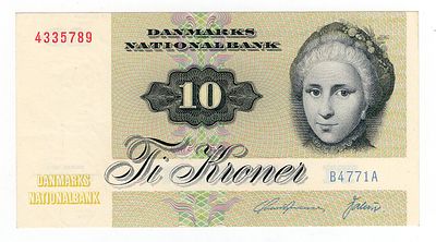 Дания 10 крон 1972г. Pick № 48g. signatures: Andersen & Valeur