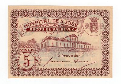 Португалия 5 сентаво 1920г Госпиталь Сан-Хосе UNC аUNC. Pick № .