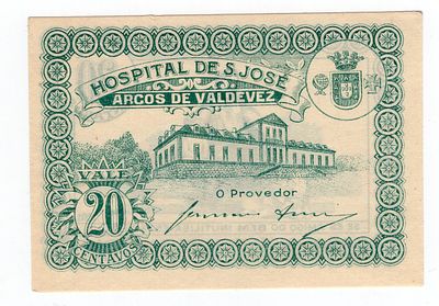 Португалия 20 сентаво 1920г Госпиталь Сан-Хосе UNC UNC. Pick № .
