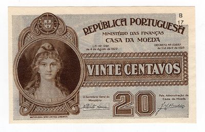 Португалия 20 сентаво 1925г Casa da Moeda. Pick № 102. Casa da Moeda