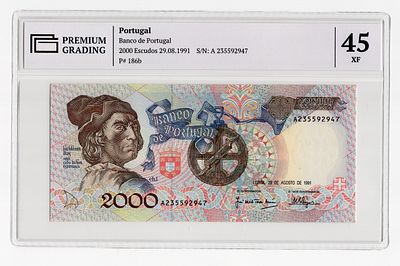 Португалия 2000 эскудо 1991г в слабе PG XF45. Pick № 186b.