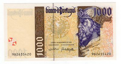 Португалия 1000 эскудо 2000г аUNC. Pick № 188d.