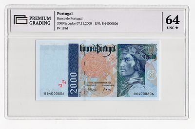 Португалия 2000 эскудо 2000г в слабе PG UNC64*. Pick № 189d.