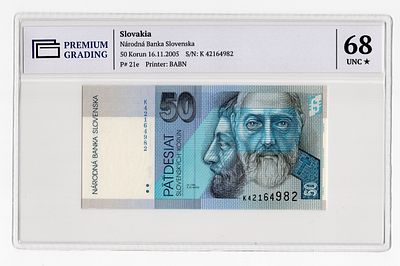 Словакия 50 крон 2005г в слабе PG UNC68*. Pick № 21e.