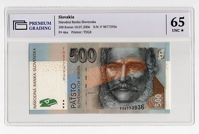 Словакия 500 крон 2006г в слабе PG UNC65*. Pick № 46a.