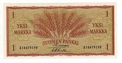 Финляндия 1 марка 1963г UNC. Pick № 98a.