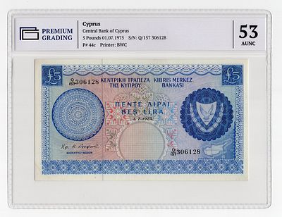 Кипр 5 фунтов 1975г в слабе PG AUNC53
. Pick № .