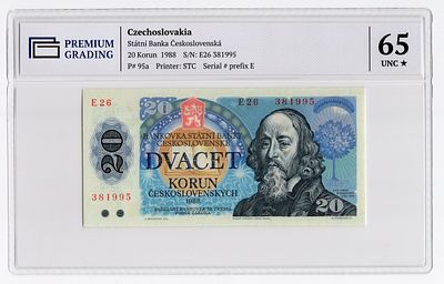 Чехословакия 20 крон 1988г в слабе PG UNC65*. Pick № 95a.