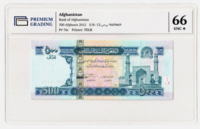 Афганистан 500 афгани 2012г в слабе PG UNC66*
. Pick № 76c.